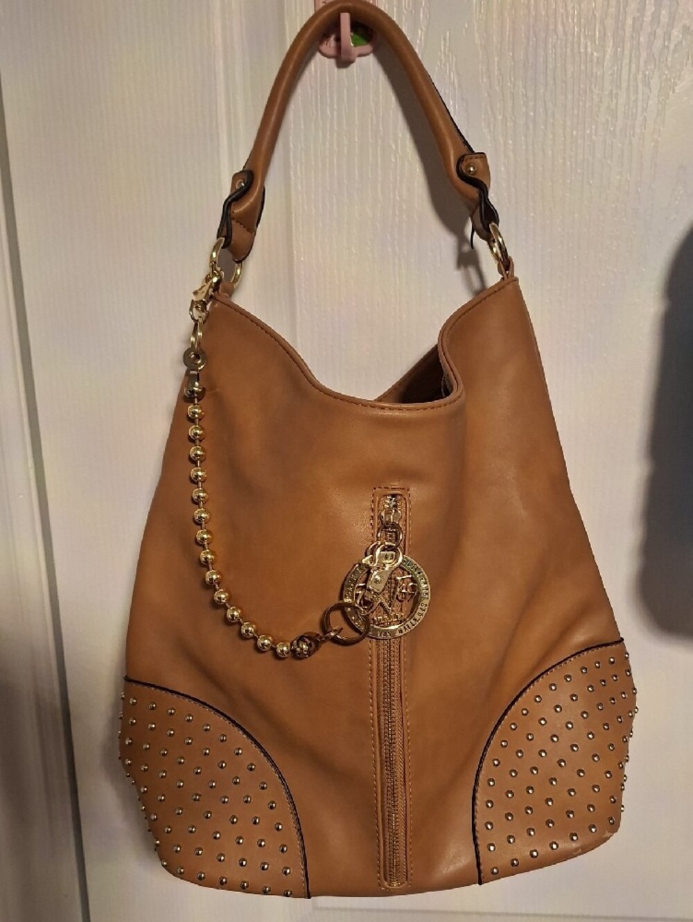 Italina Brown Studded Shoulder Bag - Picture 9 of 9